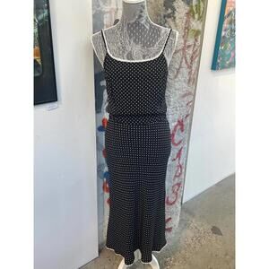 Polka Dot Maxi Dress w/ Lace Details